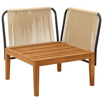 Garten-Ecksofa mit Kissen Massives Akazienholz & Seil Natur