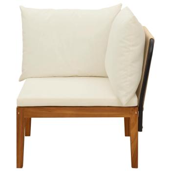 Garten-Ecksofa mit Kissen Massives Akazienholz & Seil Natur