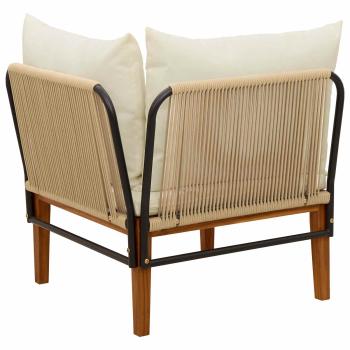 Garten-Ecksofa mit Kissen Massives Akazienholz & Seil Natur