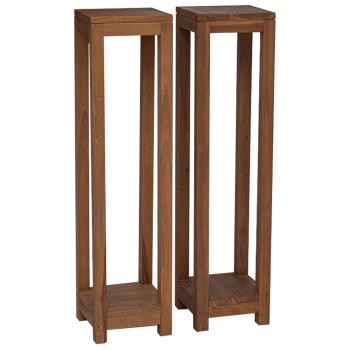 ARDEBO.de - Pflanzenständer 2 Stk. Natur 25 x 25 x 100 cm Massivholz Teak