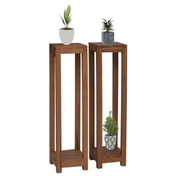 Pflanzenständer 2 Stk. Natur 25 x 25 x 100 cm Massivholz Teak