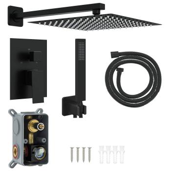 Verborgenes Duschsystem (Quadrat) Schwarz Edelstahl 201