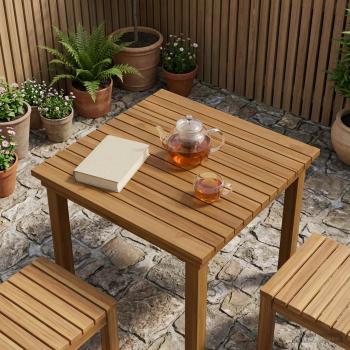 ARDEBO.de - Tischplatte 60 x 60 x 3,5 cm Quadratisch Massives Teakholz
