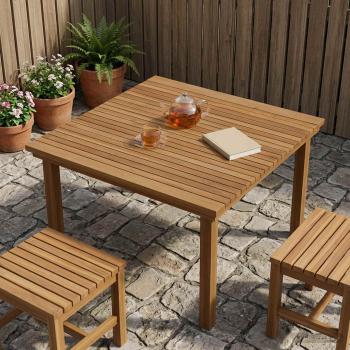 ARDEBO.de - Tischplatte 90 x 90 x 3,5 cm Quadratisch Massives Teakholz