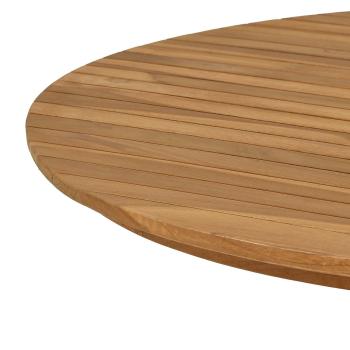 Tischplatte Ø 90 x 3,5 Rund Massives Teakholz Natur