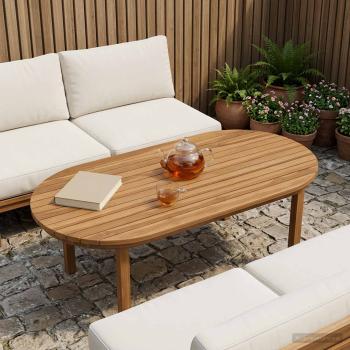 ARDEBO.de - Tischplatte 100 x 50 x 3,5 cm Oval Massives Teakholz Natur