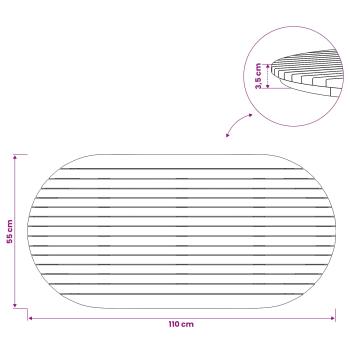 Tischplatte 110 x 55 x 3,5 cm Oval Massives Teakholz Natur