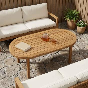 ARDEBO.de - Tischplatte Oval Massives Teakholz Natur