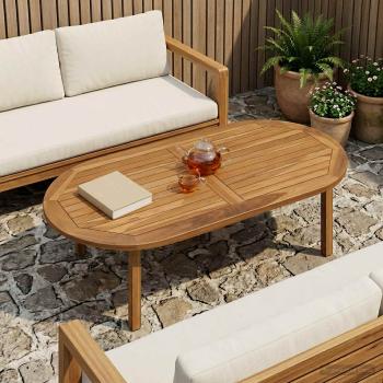 ARDEBO.de - Tischplatte Oval Massives Teakholz Natur