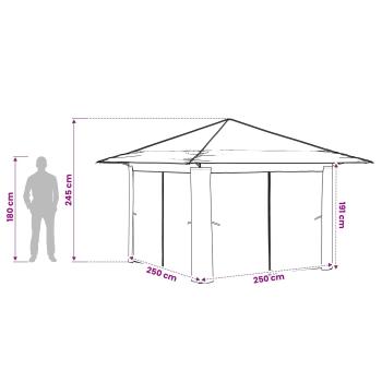 Gazebo mit 4 Seitenwänden 3,3 x 3,3 m Creme und Anthrazit