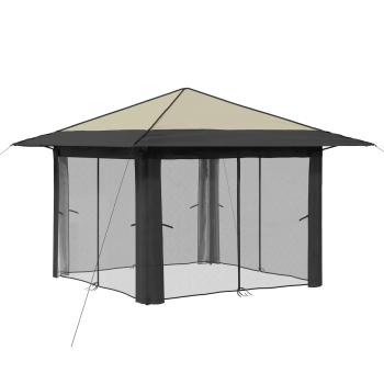 Gazebo mit 4 Seitenwänden 3,3 x 3,3 m Creme und Anthrazit