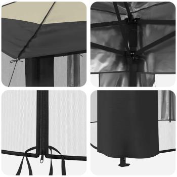 Gazebo mit 4 Seitenwänden 3,3 x 3,3 m Creme und Anthrazit