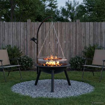 ARDEBO.de - Feuerschale mit verstellbarem Grillrost ?55,5 x 107,5 cm