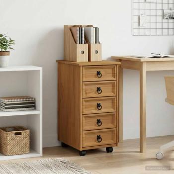 ARDEBO.de - Rollcontainer mit Schubladen CORONA Honigbraun