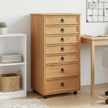 ARDEBO.de - Rollcontainer mit Schubladen CORONA Honigbraun