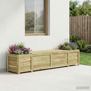 ARDEBO.de - Gartenlagerbank mit Pflanzenkasten Imprägniertes Kiefernholz