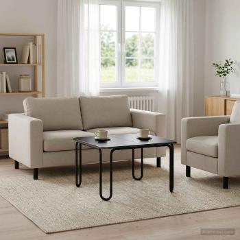 ARDEBO.de - Couchtisch Schwarz 100 x 100 x 45 cm Holzwerkstoff