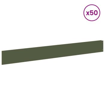Rasenkante 50 stk. 100 x 12 cm Stahl Olivgrün