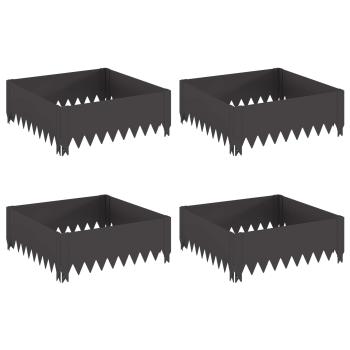 Raseneinfassung 4 stk. 60 x 60 x 20 cm Stahl Schwarz