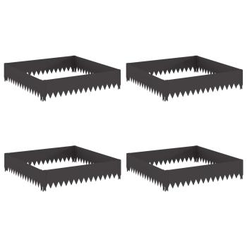 Raseneinfassung 4 stk. 100 x 100 x 20 cm Stahl Schwarz