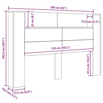 Stauraum-Kopfteil mit LED Altholz-Optik 160 cm Holzwerkstoff