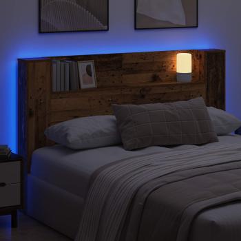 Stauraum-Kopfteil mit LED Altholz-Optik 160 cm Holzwerkstoff