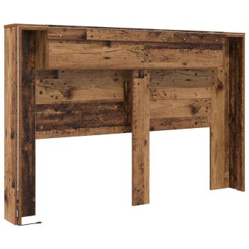 Stauraum-Kopfteil mit LED Altholz-Optik 160 cm Holzwerkstoff
