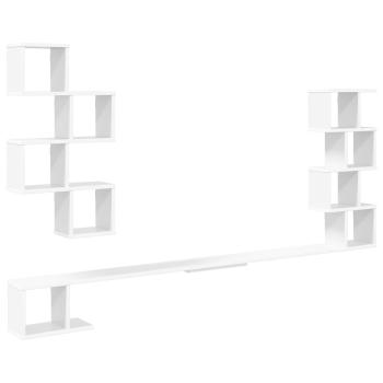 Wandmontiertes TV-Regal Weiß 200 x 15 x 94 cm Holzwerkstoff