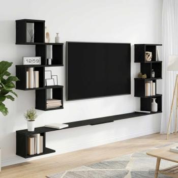 ARDEBO.de - Wandmontiertes TV-Regal Schwarze Eiche 200 x 15 x 94 cm