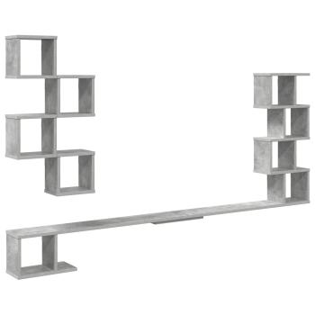 Wandmontiertes TV-Regal Betongrau 200 x 15 x 94 cm