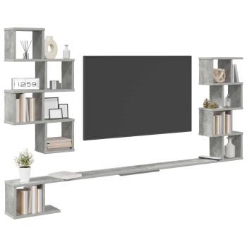 Wandmontiertes TV-Regal Betongrau 200 x 15 x 94 cm