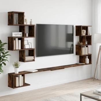 ARDEBO.de - Wandmontiertes TV-Regal Räuchereiche 200 x 15 x 94 cm