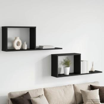 ARDEBO.de - Schweberegale 2 stk. Schwarze Eiche 80 x 15 x 30 cm