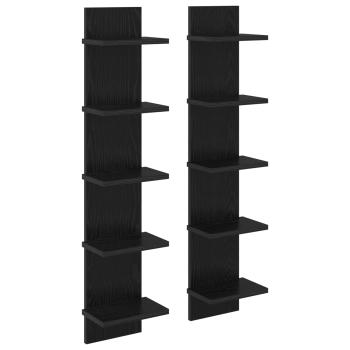 Wandregal 2 Stk. Schwarze Eiche 22 x 15 x 100 cm Holzwerkstoff