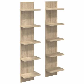 Wandregal 2 Stk. Sonoma-Eiche 22 x 15 x 100 cm Holzwerkstoff
