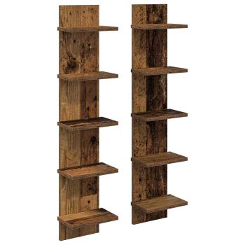 Wandregal 2 stk. Altholz 22 x 15 x 100 cm Holzwerkstoff