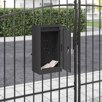 ARDEBO.de - Briefkasten mit Speicher mit Tür Schwarz 30 x 20 x 55 cm Stahl