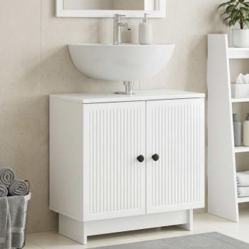 ARDEBO.de - Waschbeckenschrank EDE Hochglanz Weiß 59,5 x 31,5 x 59 cm