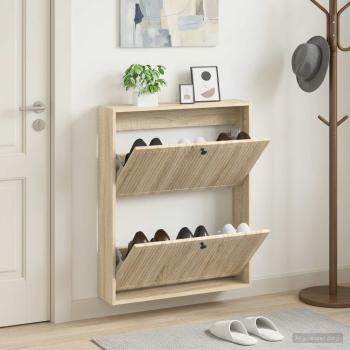 ARDEBO.de - Wandmontierter Schuhschrank EDE 71 x 17 x 86 cm Holzwerkstoff