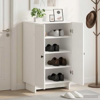 ARDEBO.de - Schuhschrank EDE 59,5 x 39,5 x 90 cm Holzwerkstoff Weiß