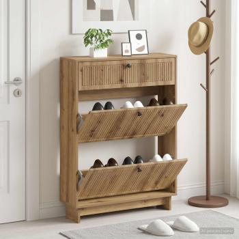 ARDEBO.de - Schuhschrank EDE 78 x 24 x 103 cm Holzwerkstoff Artisan-Eiche