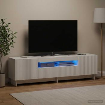 ARDEBO.de - LED-TV-Schrank EDE 153 x 35 x 43 cm Hochglanz Weiß