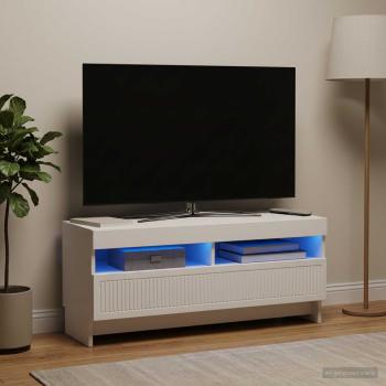ARDEBO.de - LED-TV-Schrank EDE 100 x 35 x 43 cm Weiß Holzwerkstoff
