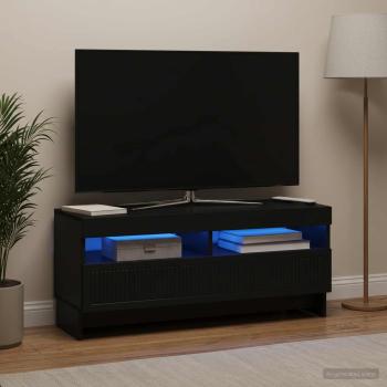ARDEBO.de - LED-TV-Schrank EDE 100 x 35 x 43 cm Schwarz Holzwerkstoff