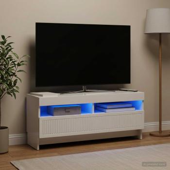 ARDEBO.de - LED-TV-Schrank EDE 100 x 35 x 43 cm Hochglanz Weiß