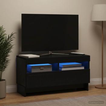 ARDEBO.de - LED-TV-Schrank ALKMAAR 81 x 35 x 43 cm Schwarz Holzwerkstoff