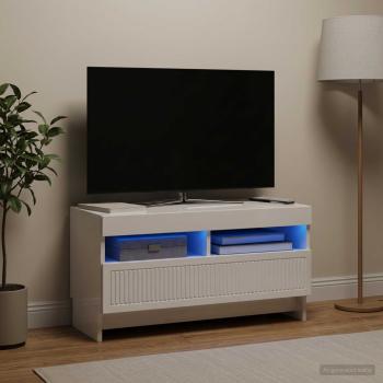 LED-TV-Schrank ALKMAAR 81 x 35 x 43 cm Hochglanz Weiß
