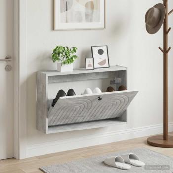 ARDEBO.de - Wandmontierter Schuhschrank ALKMAAR 71 x 17 x 43 cm Betongrau