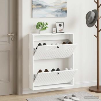 ARDEBO.de - Wandmontierter Schuhschrank ALKMAAR 71 x 17 x 86 cm Weiß