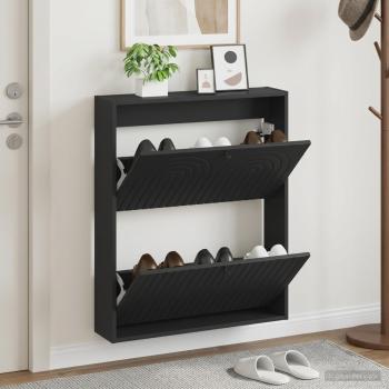 ARDEBO.de - Wandmontierter Schuhschrank ALKMAAR 71 x 17 x 86 cm Schwarz